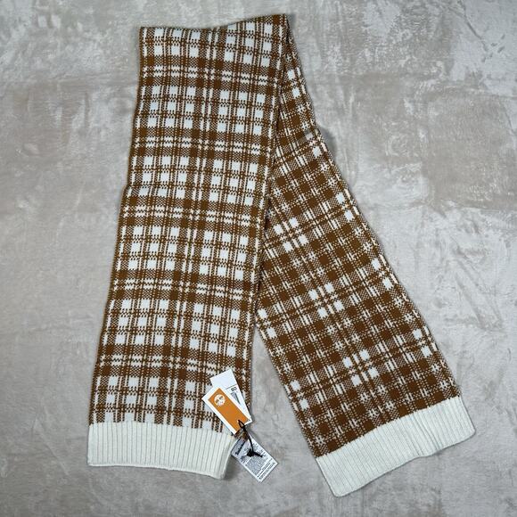 NWT Timberland Wheat & Ivory Buffalo Plaid Unisex Winter Scarf 62” - Picture 1 of 6